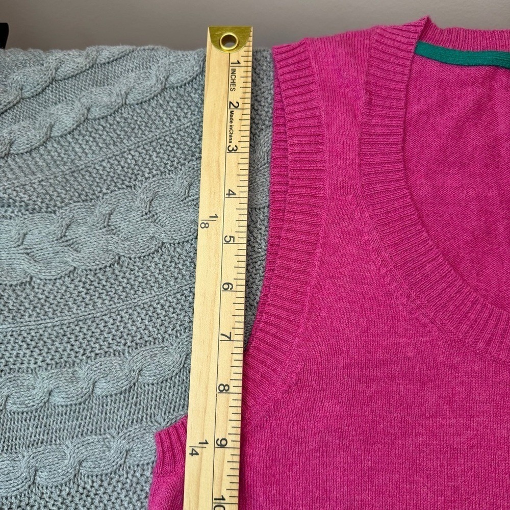 LL Bean Sweater Vest Women Small Pink Cotton Cashmere Scoop Coastal Grandmother - Picture 5 of 6
